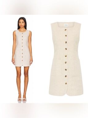 NWT POSSE Emma Button Down Dress in “Natural”